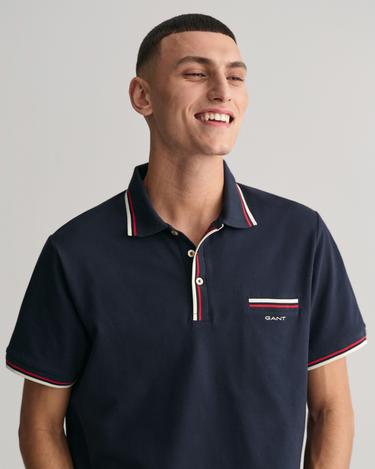  GANT Erkek Lacivert Regular Fit Çizgili Polo