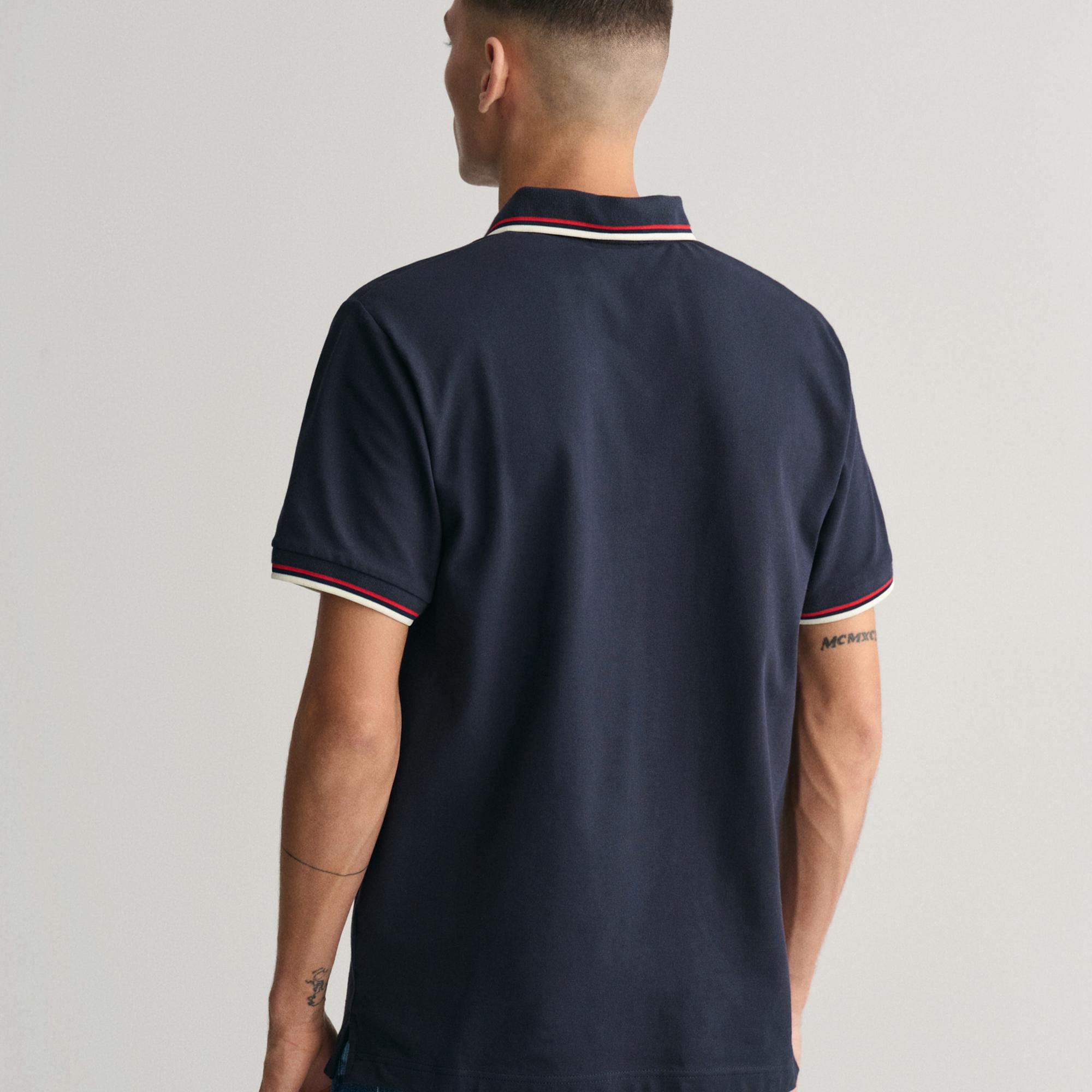 GANT Erkek Lacivert Regular Fit Çizgili Polo