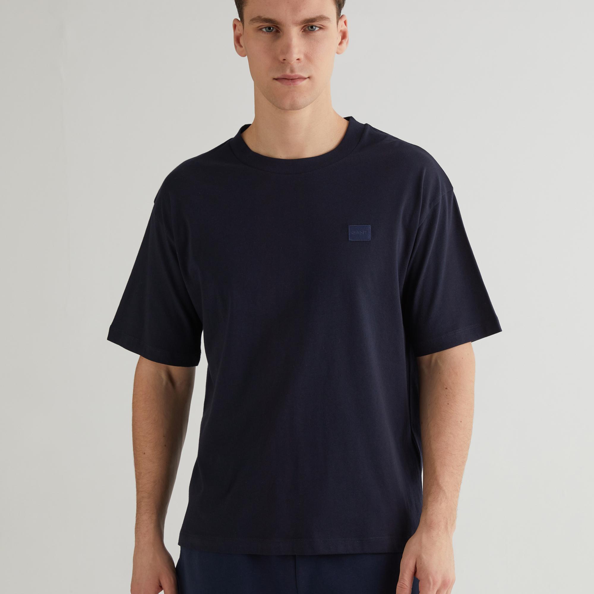GANT Erkek Lacivert Relaxed Fit Bisiklet Yaka T-shirt