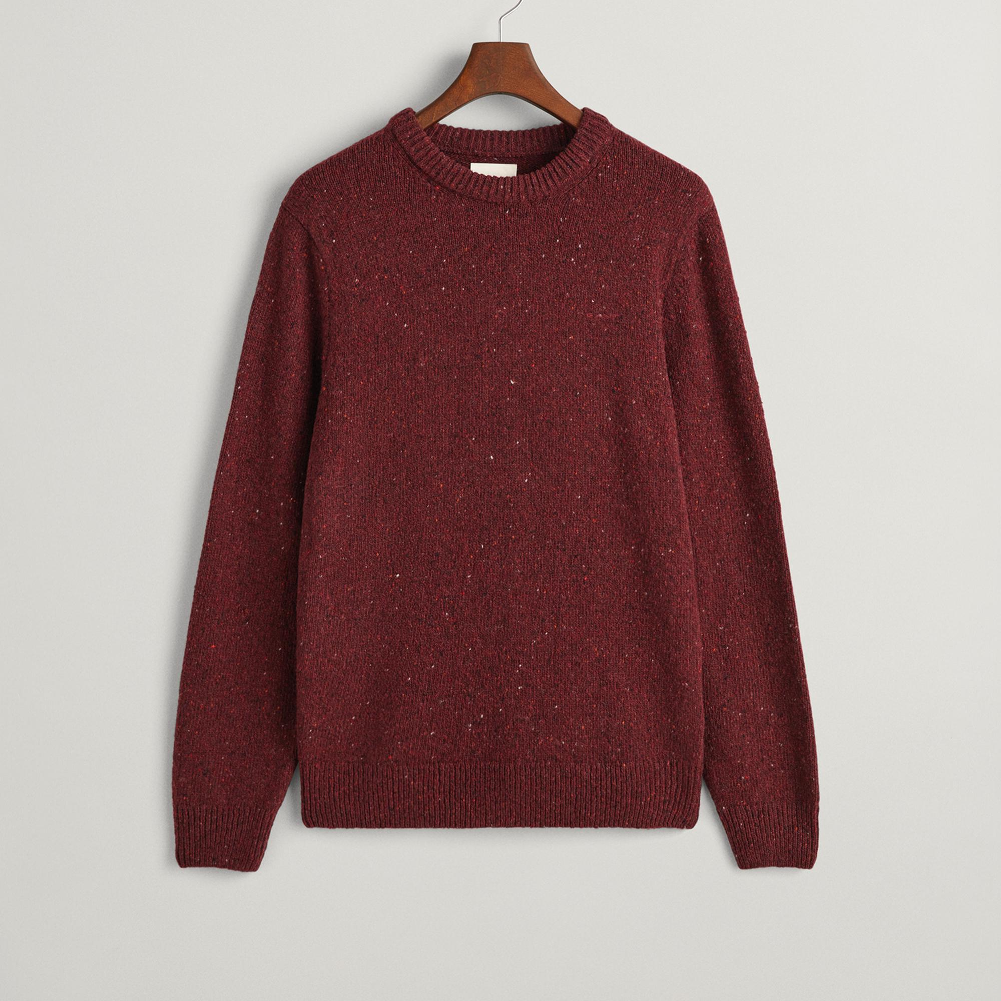 GANT Erkek Bordo Regular Fit Bisiklet Yaka Yünlü Kazak