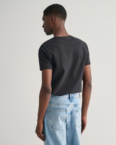  GANT Erkek Siyah Slim Fit Bisiklet Yaka T-Shirt