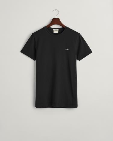 GANT Erkek Siyah Slim Fit Bisiklet Yaka T-Shirt