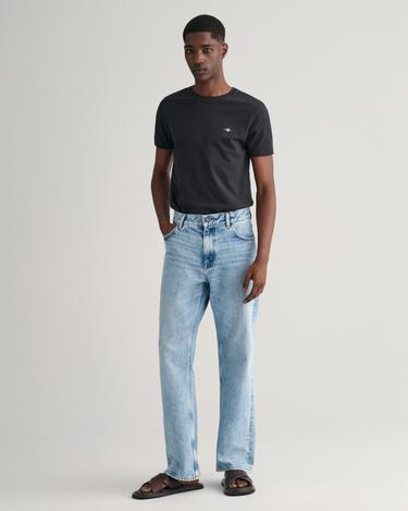  GANT Erkek Siyah Slim Fit Bisiklet Yaka T-Shirt