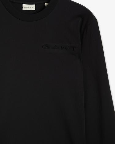  GANT Erkek Siyah Regular Fit Bisiklet Yaka Logolu T-shirt