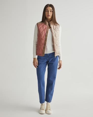  GANT Kadın Bej Dik Yaka Logolu Yelek