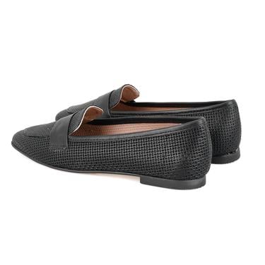  Kadın Siyah Deri Loafer