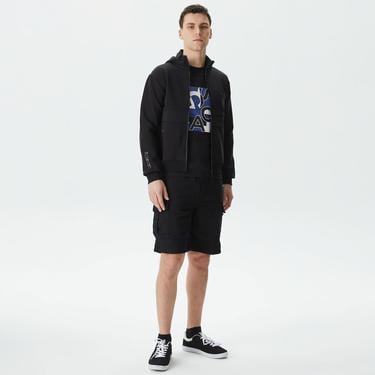  Erkek Regular Fit Kapüşonlu Siyah Sweatshirt