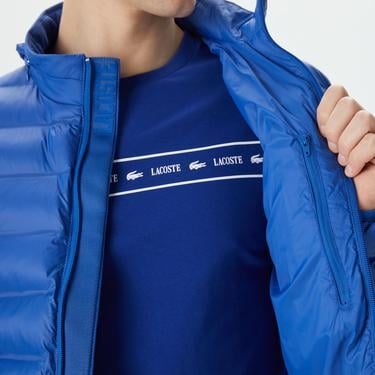  Erkek Kapüşonlu Kapitone Mavi Mont