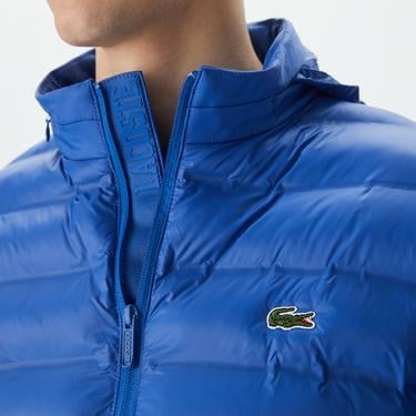  Erkek Kapüşonlu Kapitone Mavi Mont