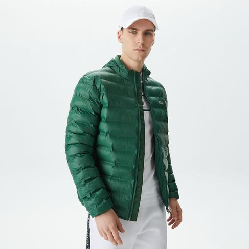  Erkek Kapüşonlu Yeşil Mont