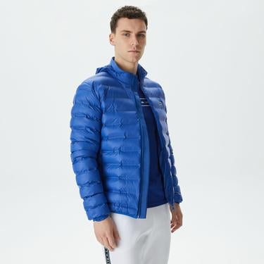  Erkek Kapüşonlu Kapitone Mavi Mont