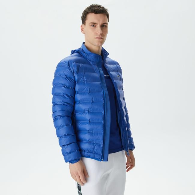  Erkek Kapüşonlu Kapitone Mavi Mont