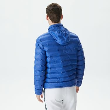  Erkek Kapüşonlu Kapitone Mavi Mont