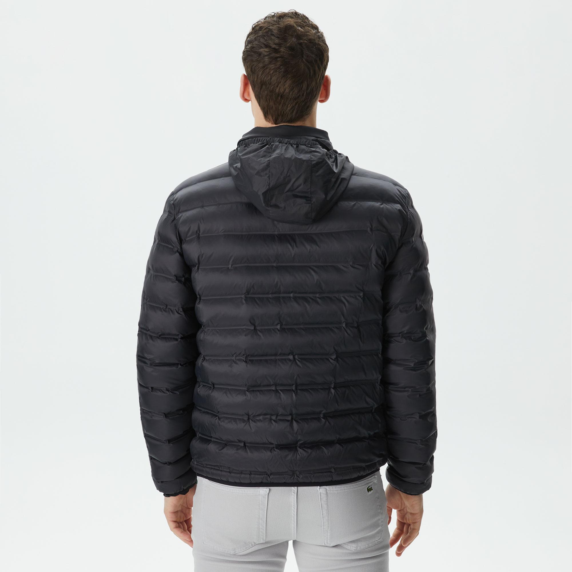 Erkek Kapüşonlu Siyah Mont