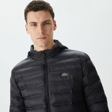  Erkek Kapüşonlu Siyah Mont