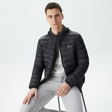  Erkek Kapüşonlu Siyah Mont