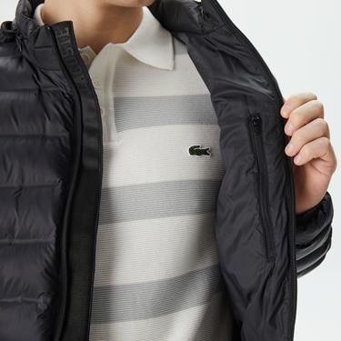  Erkek Kapüşonlu Siyah Mont