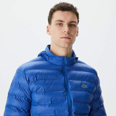  Erkek Kapüşonlu Kapitone Mavi Mont