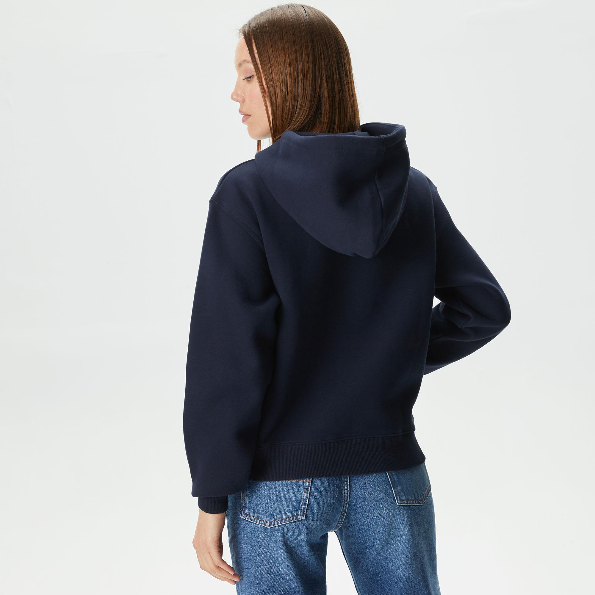 Tommy Hilfiger Reg Crest Hoodie Kadın Lacivert Sweatshirt