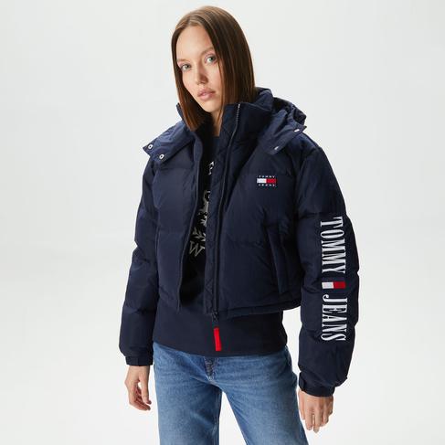  Tommy Jeans Alaska Archive Flag Kadın Lacivert Mont