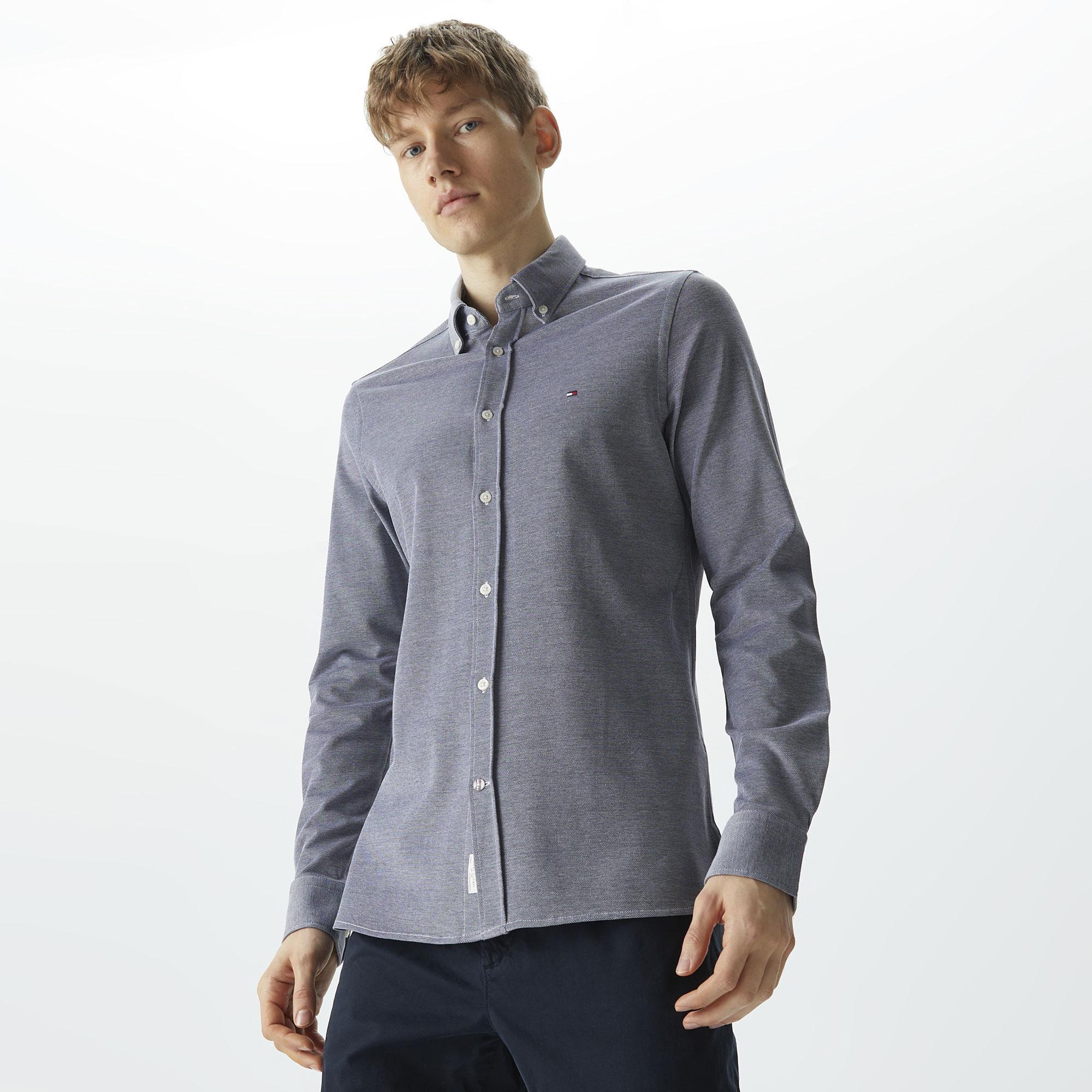 Tommy Hilfiger 1985 Knitted Erkek Gri Gömlek