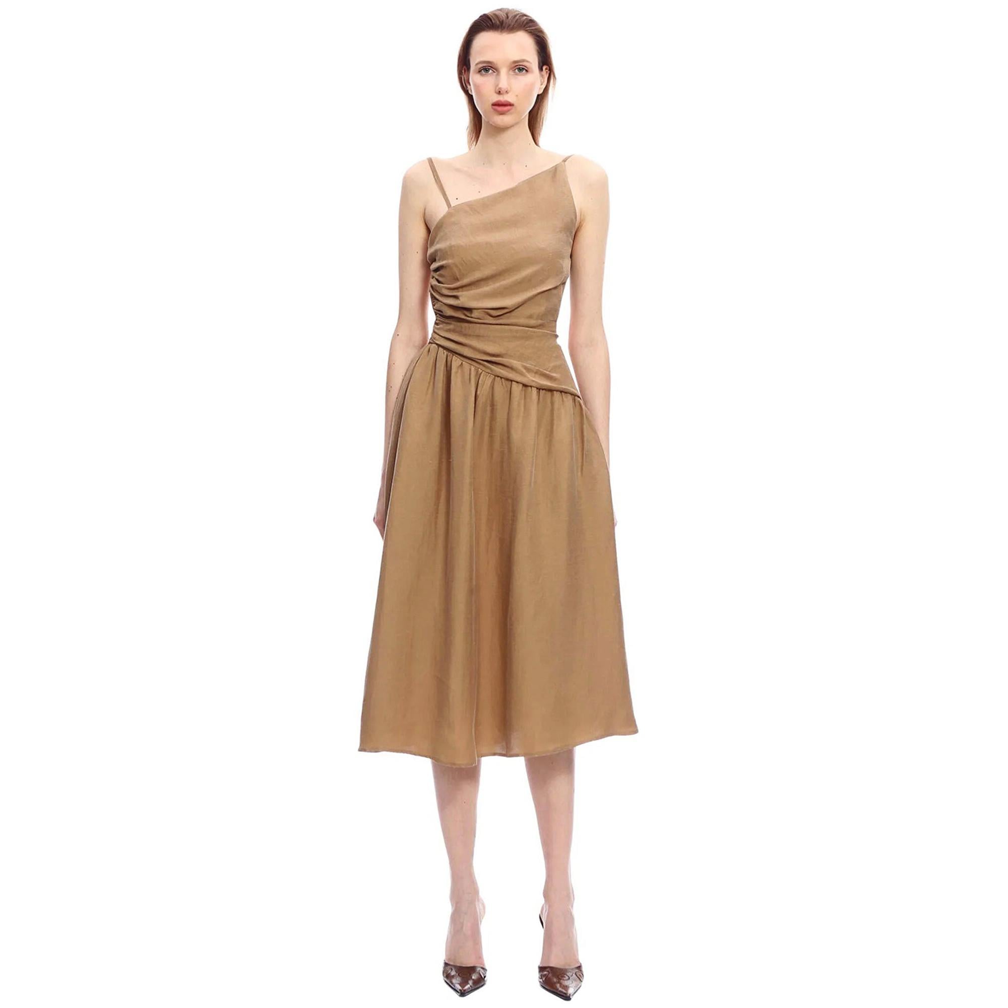 Marais Studio Ella Vegan Keten Elbise Bej Rengi