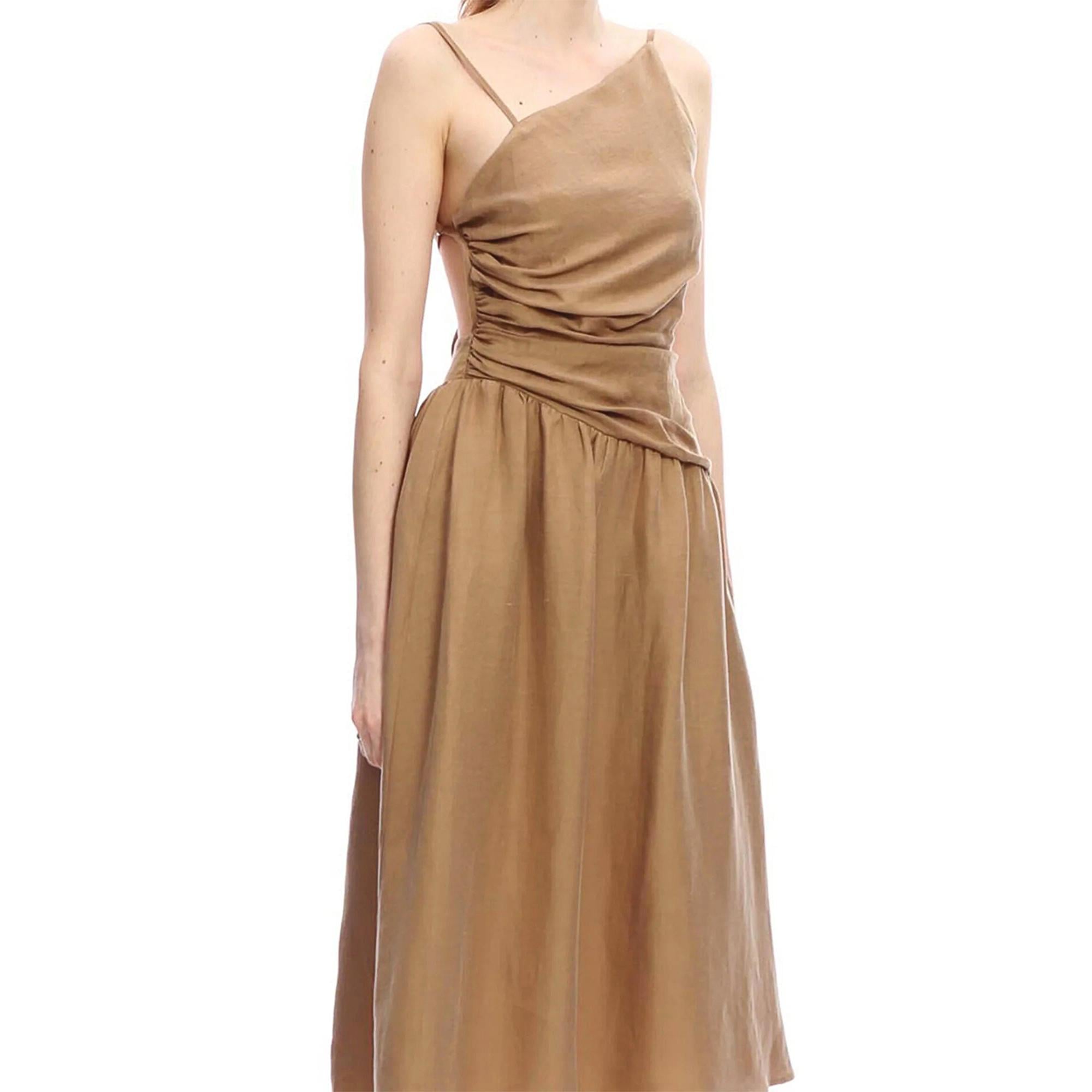 Marais Studio Ella Vegan Keten Elbise Bej Rengi