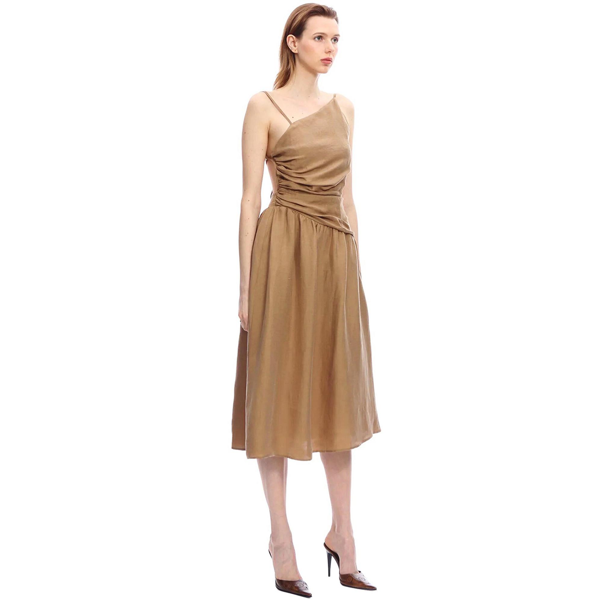 Marais Studio Ella Vegan Keten Elbise Bej Rengi