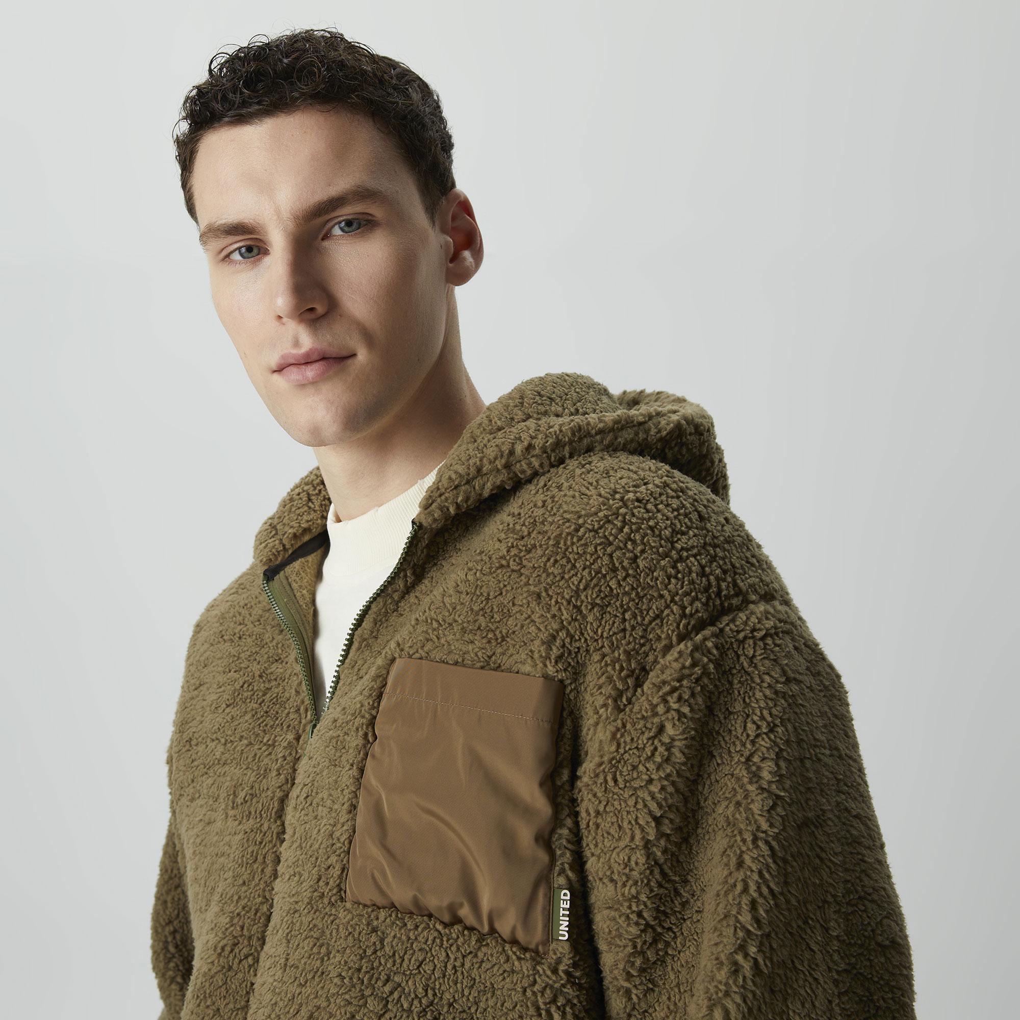 UNITED4 Classic Erkek Haki Hoodie