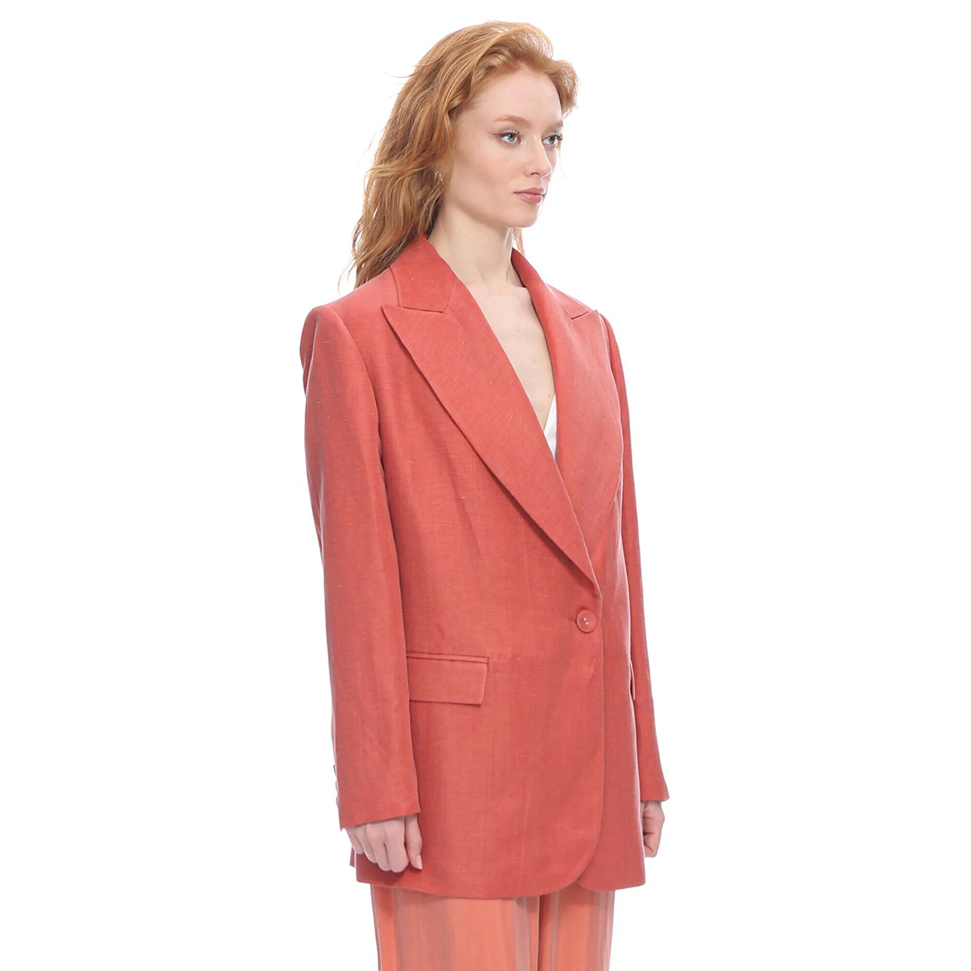 Marais Studio Kadın Barolo Vegan Keten Blazer Coral