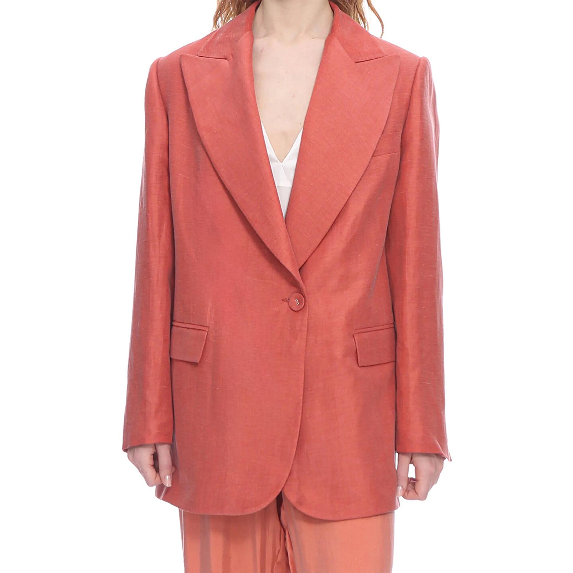 Marais Studio Kadın Barolo Vegan Keten Blazer Coral