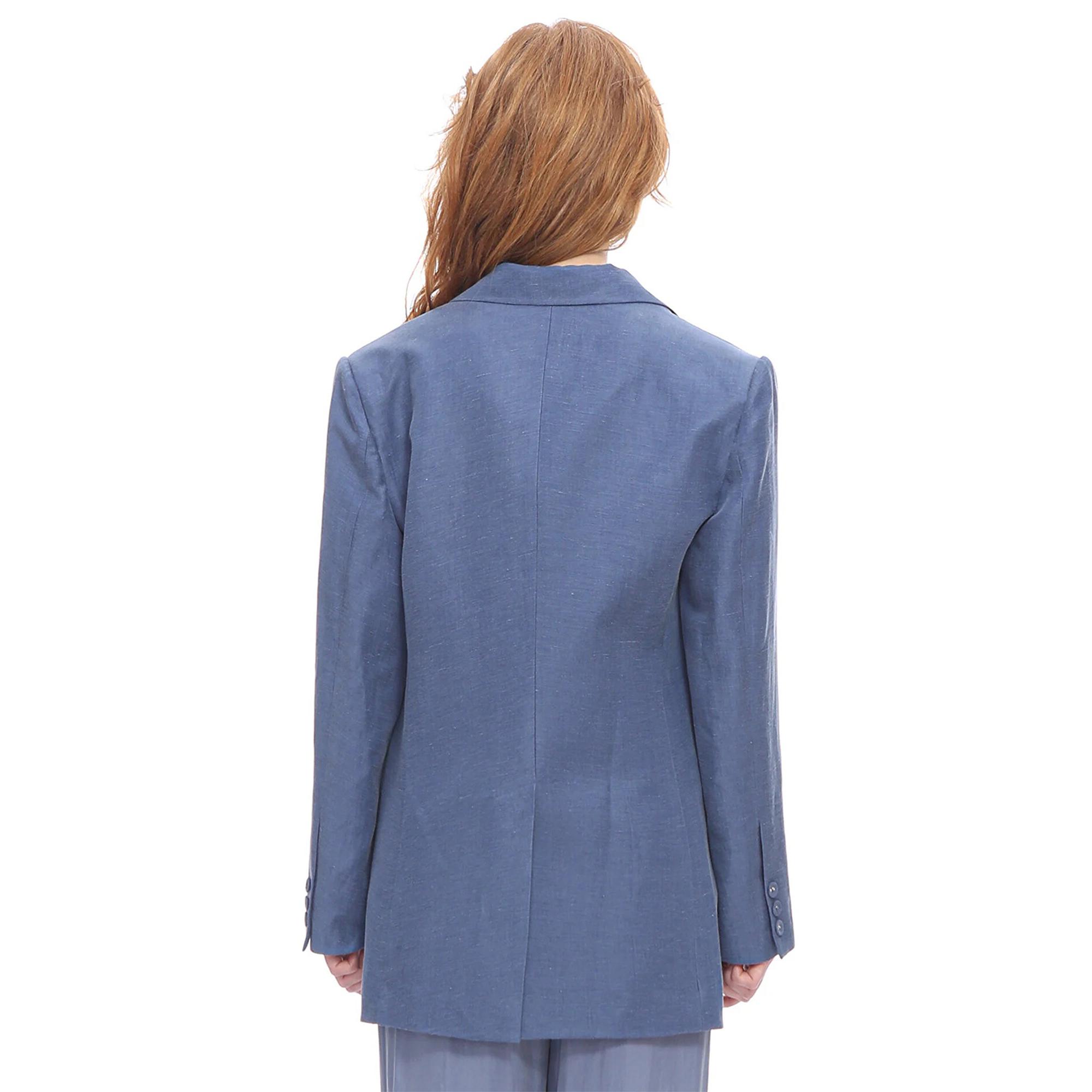 Marais Studio Kadın Barolo Vegan Keten Blazer Mavi