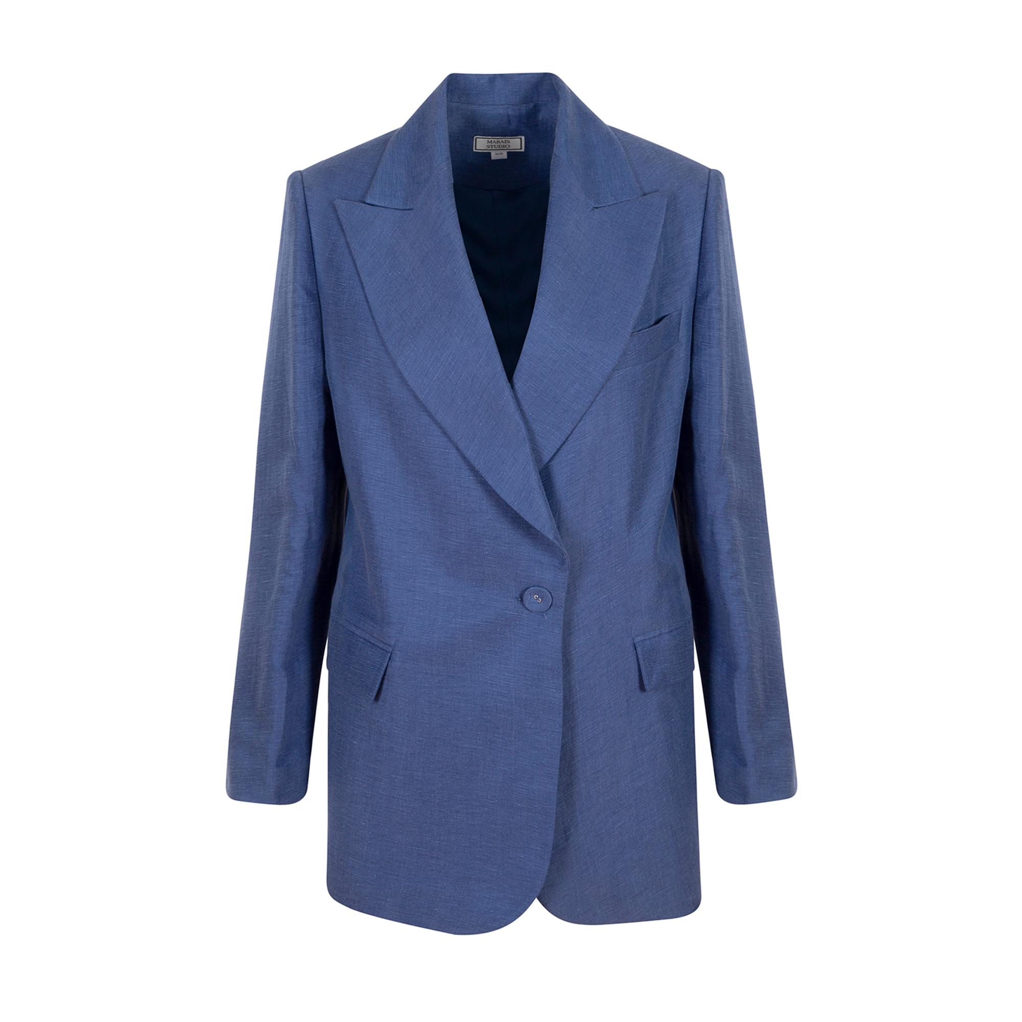 Marais Studio Kadın Barolo Vegan Keten Blazer Mavi