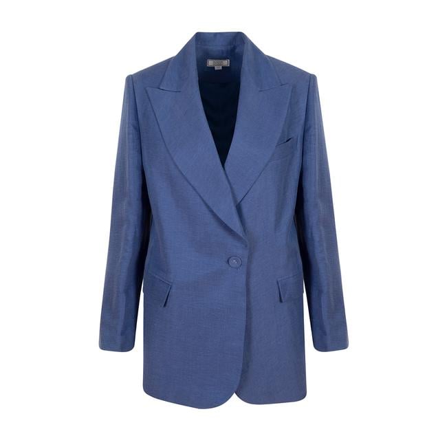  Marais Studio Kadın Barolo Vegan Keten Blazer Mavi