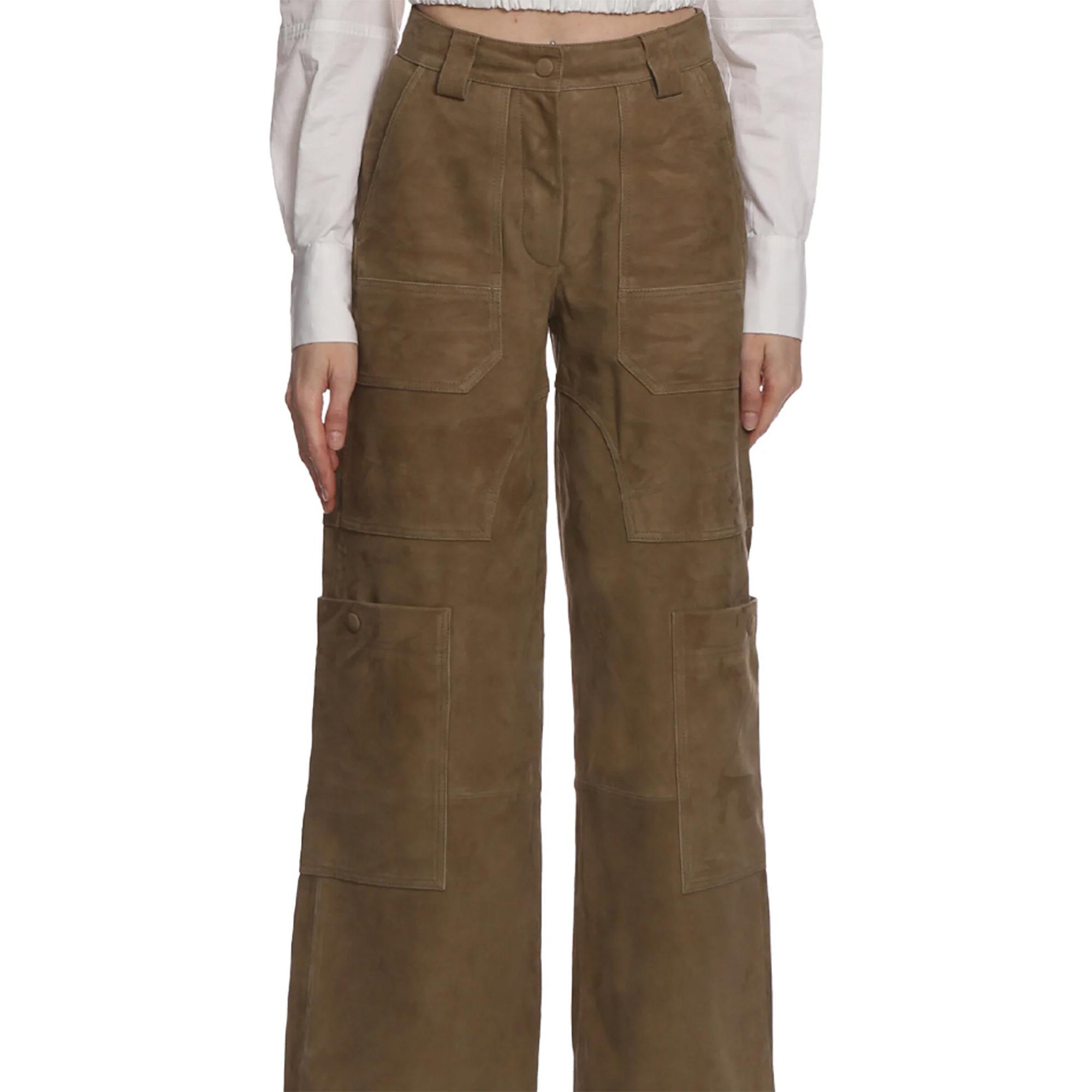 Marais Studio Kadin Gaia Kargo Deri Panotlon Yeşil