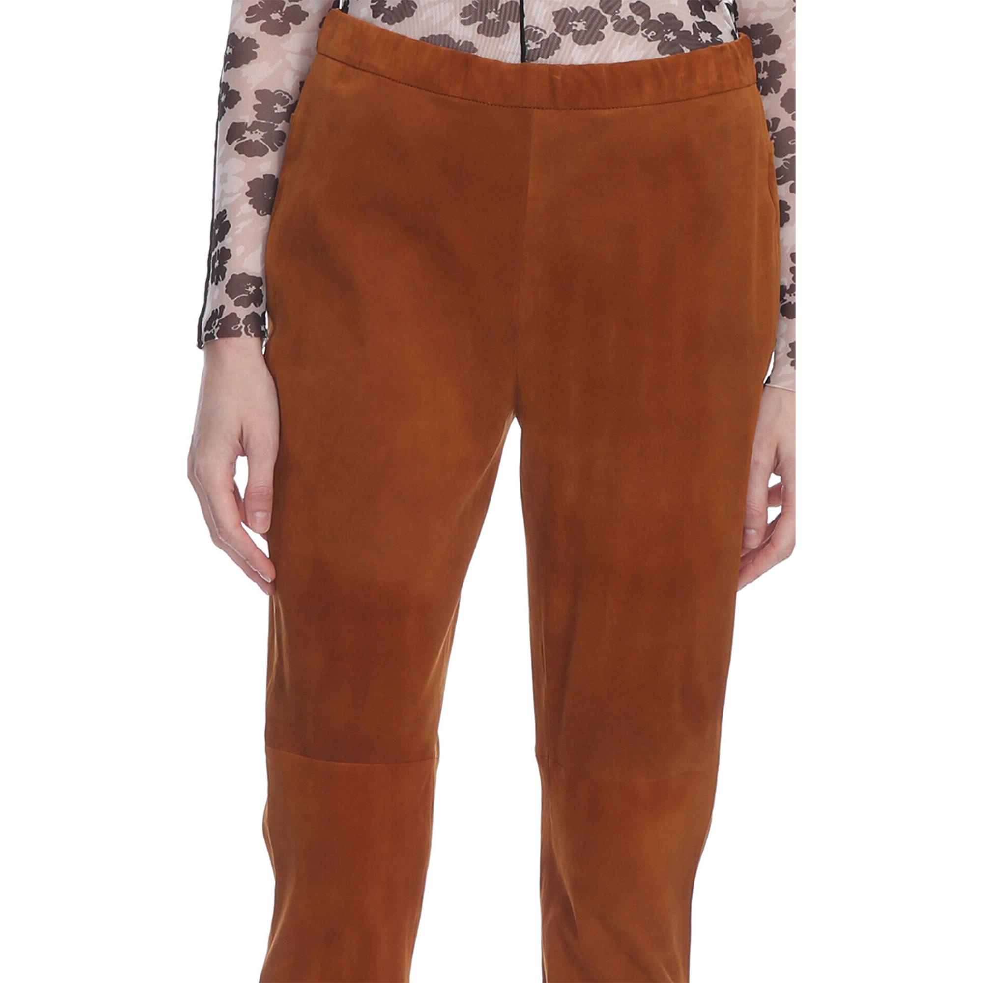 Marais Studio Kadın The Legging Deri Stretch Pantolon Konyak Rengi Güderi