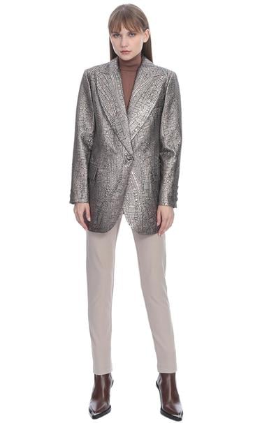  Marais Studio Kadın Copelli Jakar Blazer Gümüş