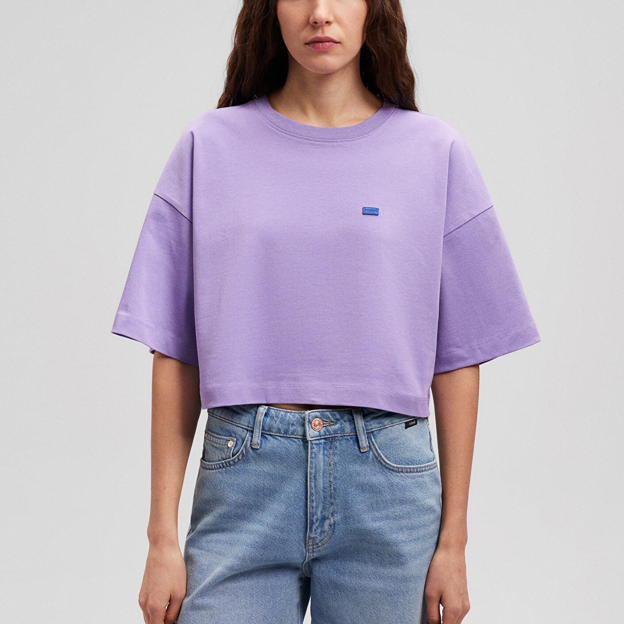 Mavi Bisiklet Yaka Basic Mor Crop Tişört Crop / Kısa Kesim 1612187-70506