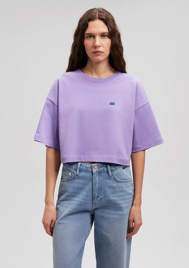  Mavi Bisiklet Yaka Basic Mor Crop Tişört Crop / Kısa Kesim 1612187-70506