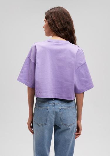  Mavi Bisiklet Yaka Basic Mor Crop Tişört Crop / Kısa Kesim 1612187-70506