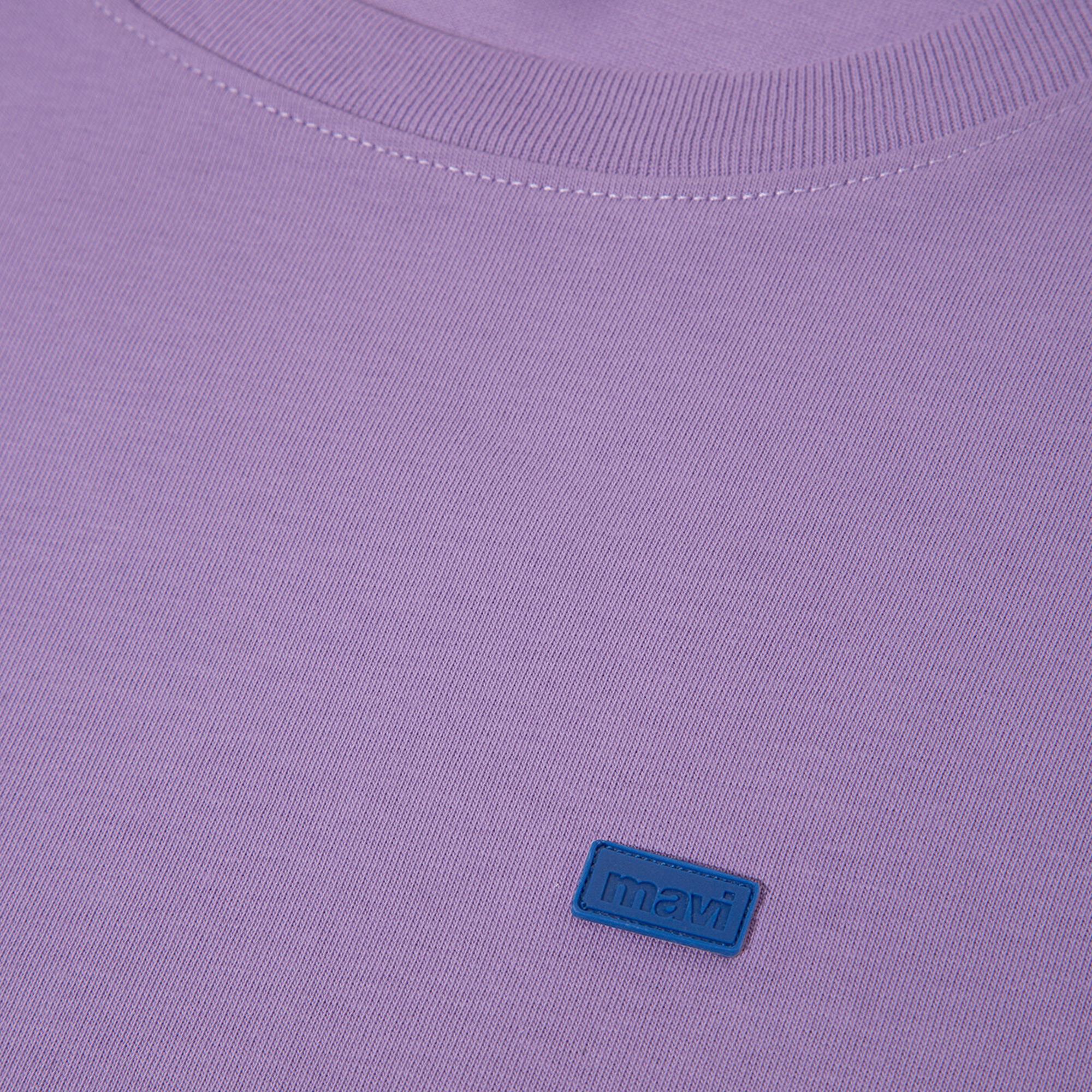 Mavi Bisiklet Yaka Basic Mor Crop Tişört Crop / Kısa Kesim 1612187-70506