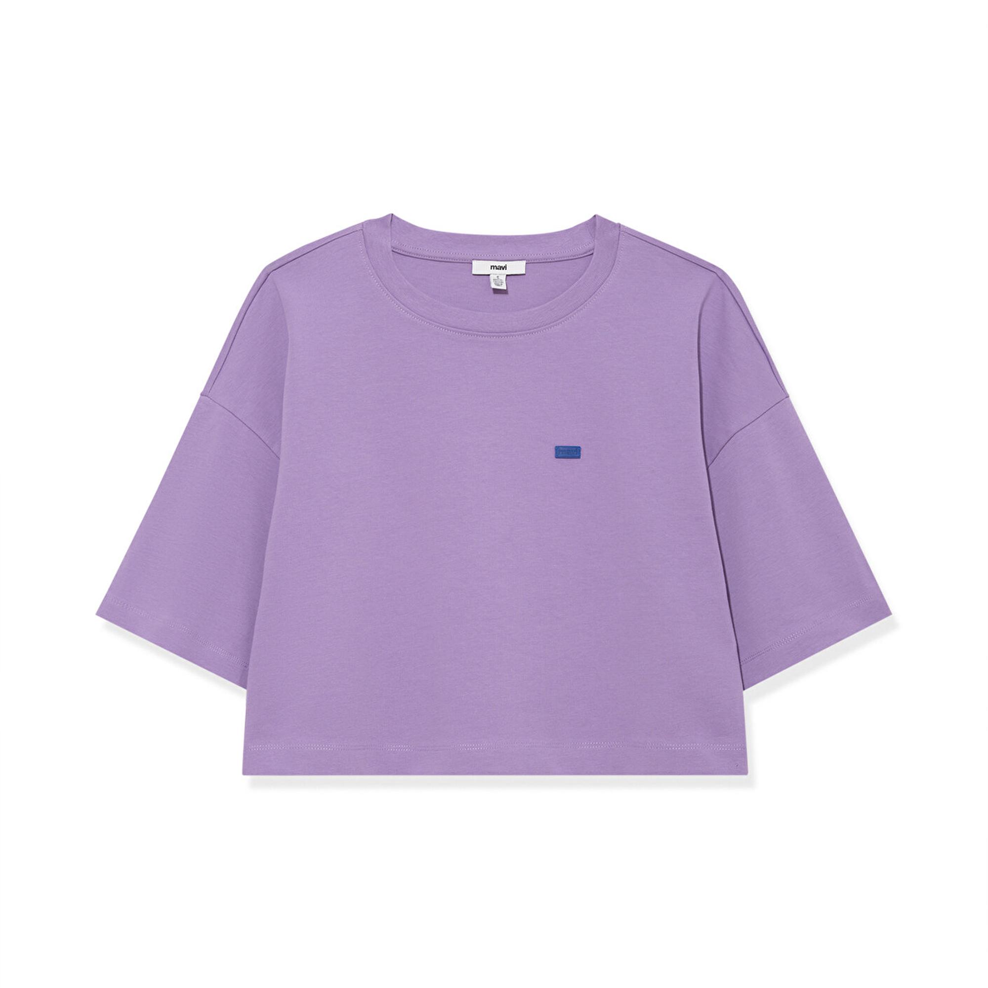 Mavi Bisiklet Yaka Basic Mor Crop Tişört Crop / Kısa Kesim 1612187-70506