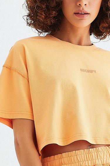  Rockupy Kadın Lara Turuncu Crop Tshirt