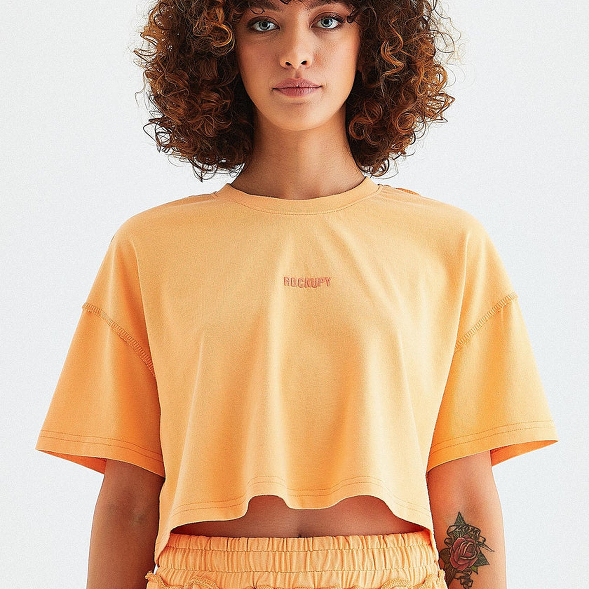 Rockupy Kadın Lara Turuncu Crop Tshirt