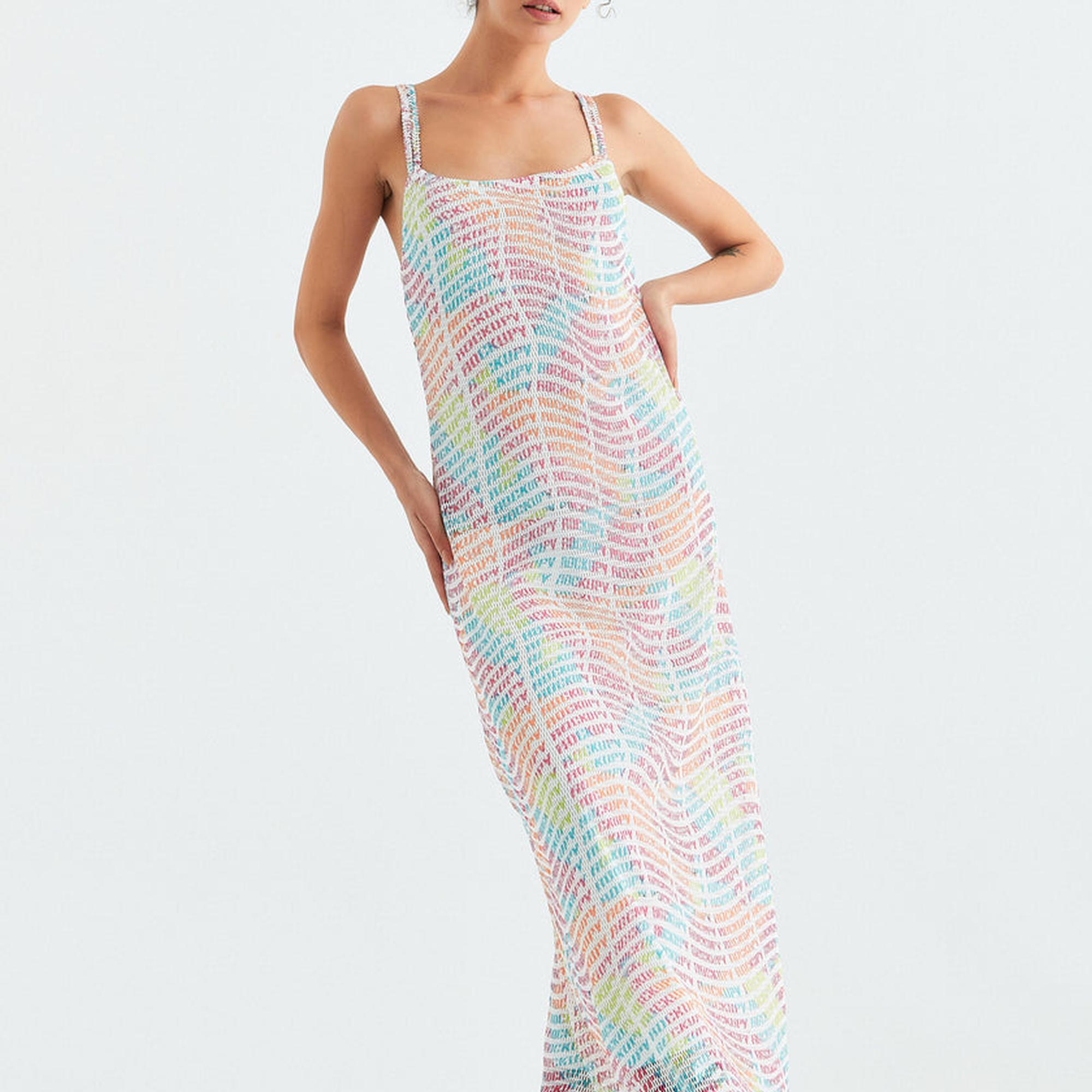 Rockupy Kadın Shosca Desenli Elbise