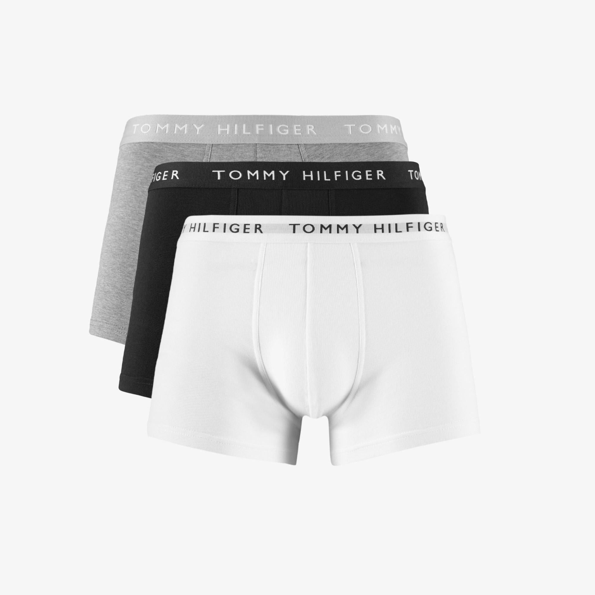 Tommy Hilfiger 3 Parça Trunk Erkek Gri/Siyah/Beyaz Boxer