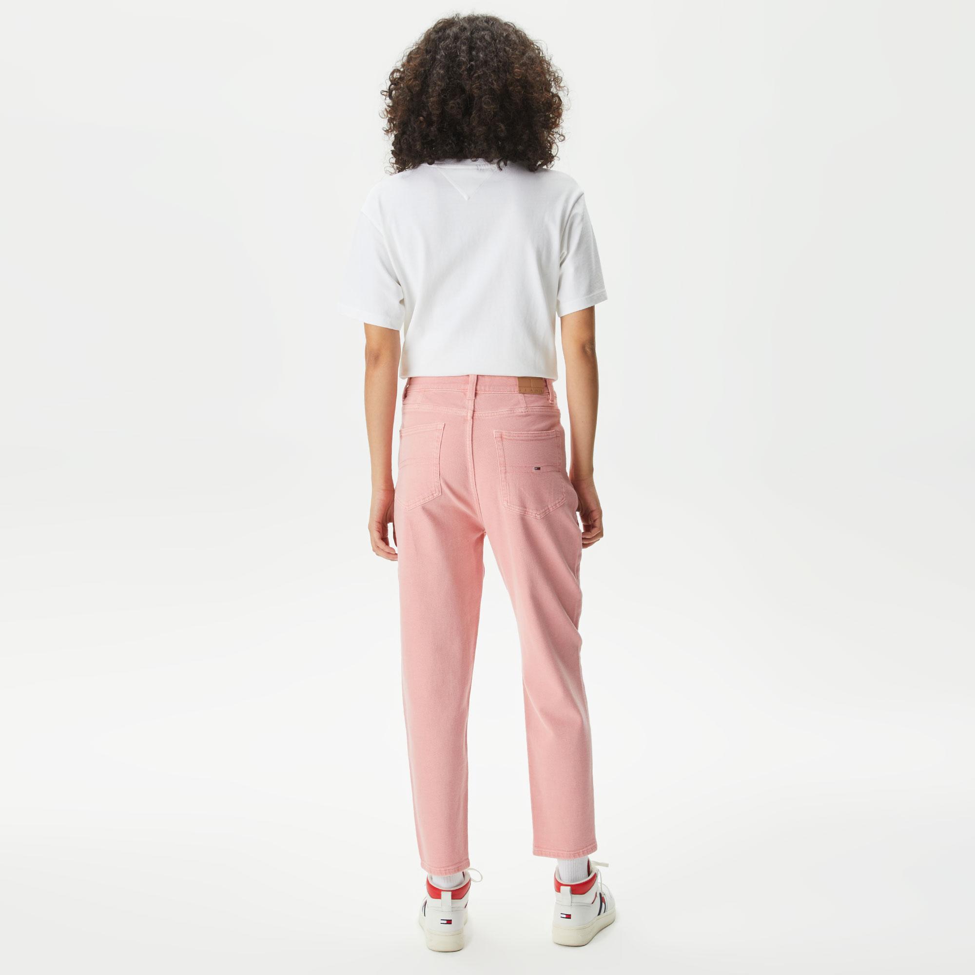 Tommy Jeans Mom Slim Fit Yüksek Bel Kadın Pembe Pantolon