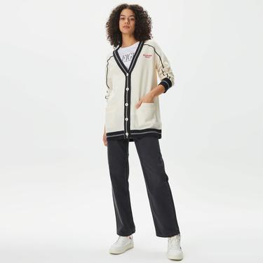 Tommy Hilfiger Monotype Placedipe Cardigan Kadın Krem Rengi Hırka