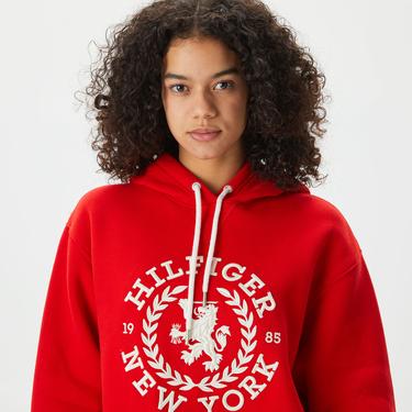  Tommy Hilfiger Reg Crest Kadın Kırmızı Hoodie