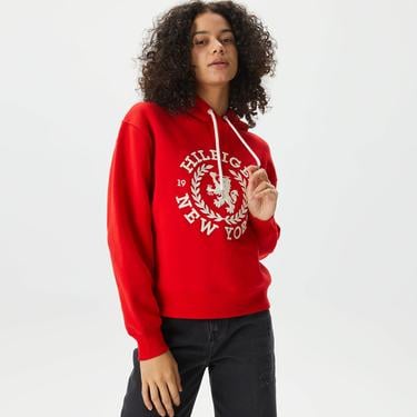  Tommy Hilfiger Reg Crest Kadın Kırmızı Hoodie